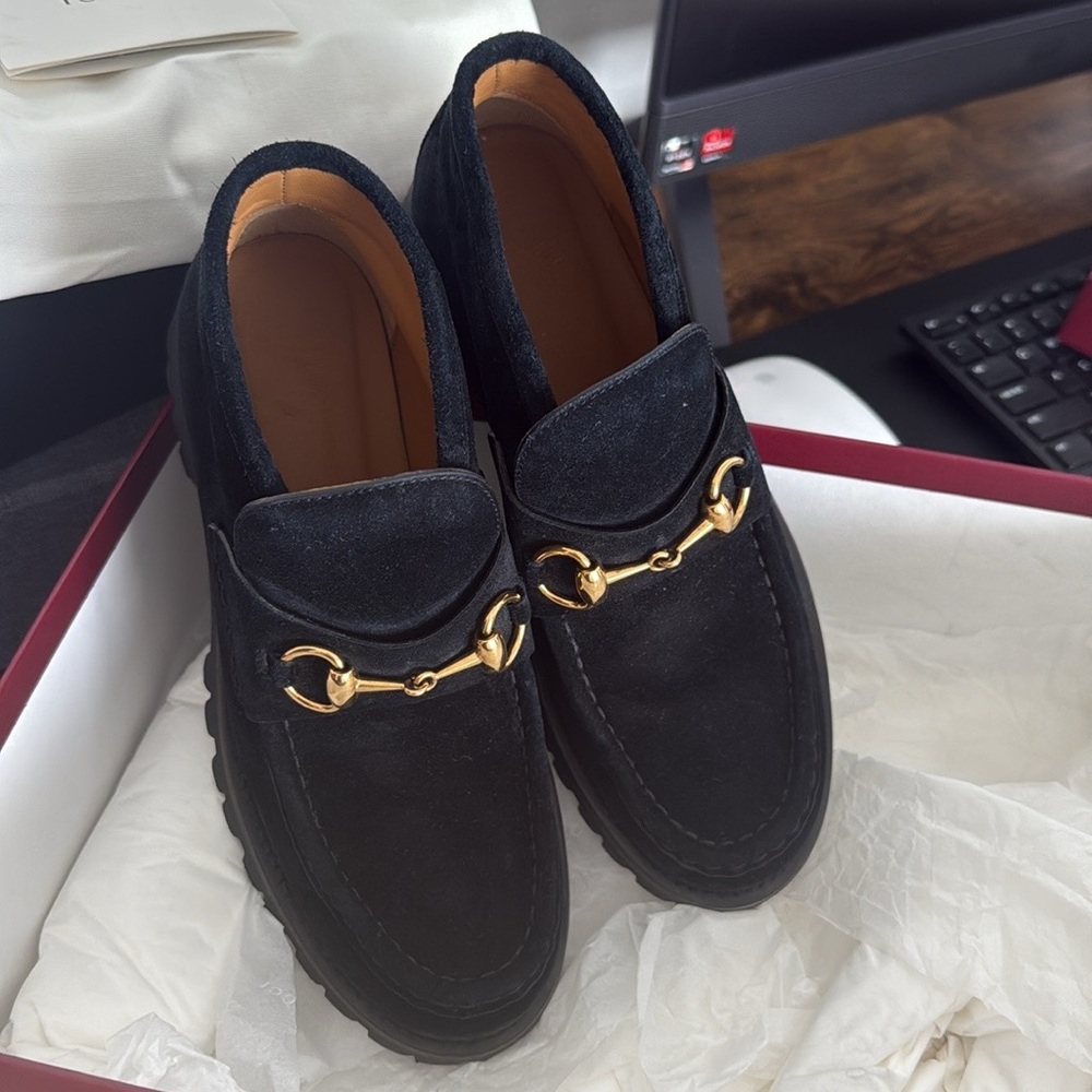 Gucci Black Ankle Boots with Gold Detail - Picture 2 of 8